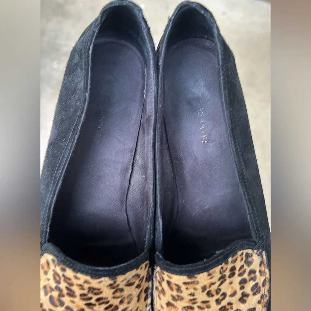 Liz Claiborne Black Suede Leopard Print Loafer‎ Shoes